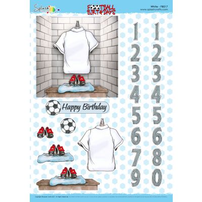 Football Birthdays A4 Decoupage Sheet - White