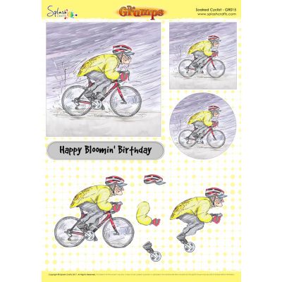The Grumps - Die Cut A4 Decoupage Sheet - Soaked Cyclist