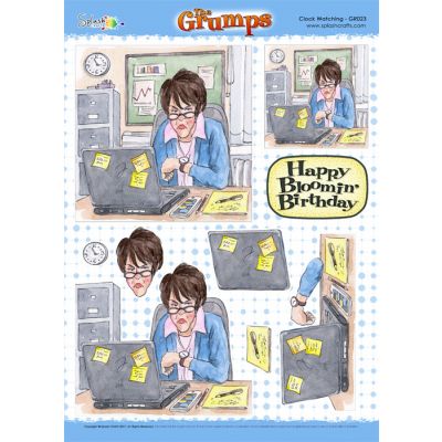 The Grumps - Die Cut A4 Decoupage Sheet - Clock Watching