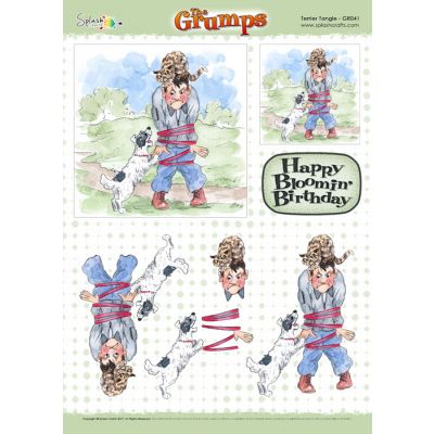 The Grumps - Die Cut A4 Decoupage Sheet - Terrier Tangle