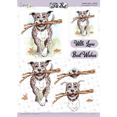 The Pet Set A4 Decoupage Sheet - Staffie Stick