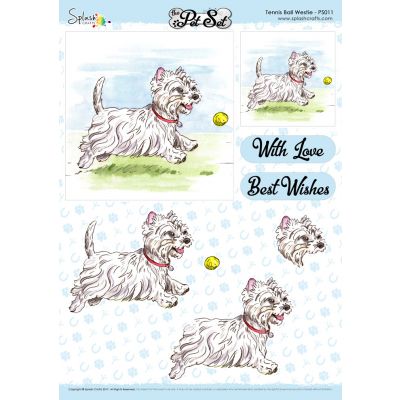 The Pet Set A4 Decoupage Sheet - Tennis Ball Westie