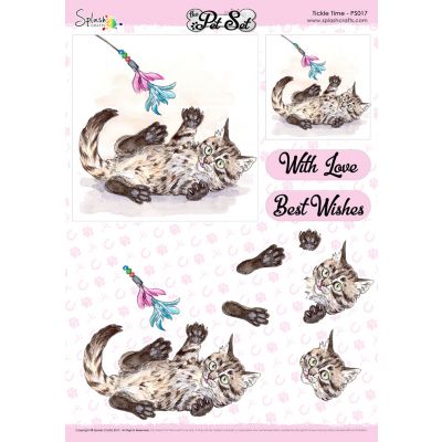 The Pet Set A4 Decoupage Sheet - Tickle Time