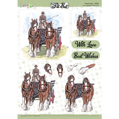 The Pet Set A4 Decoupage Sheet - Teamwork