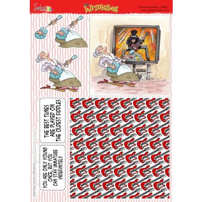 The Wrinklies A4 Decoupage Sheet - Guitar Grandma