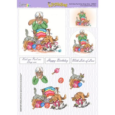 The Wrinklies A4 Decoupage Sheet - Knit One Purl One Drop One