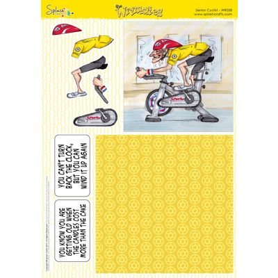 The Wrinklies A4 Decoupage Sheet - Senior Cyclist