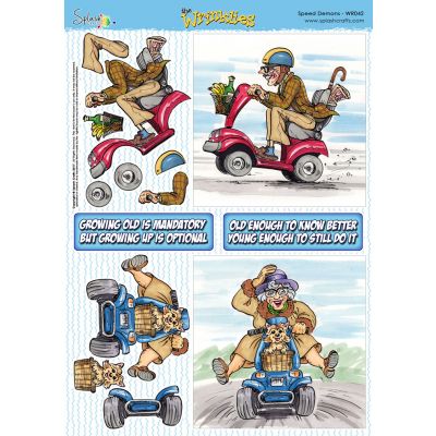 The Wrinklies A4 Decoupage Sheet - Speed Demons
