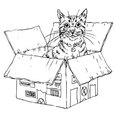 Digi Stamp - Cat In A Box