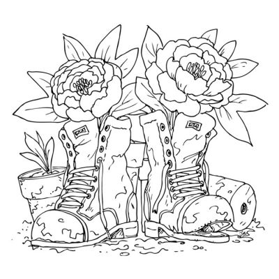 Digi Stamp - Peony Boots