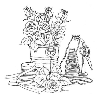 Digi Stamp - Roses And Twine